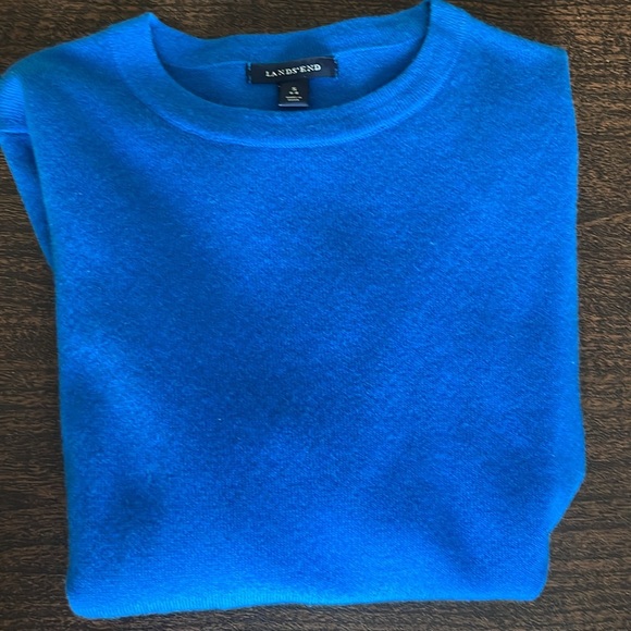 💯% cashmere Lands’ End blue crewneck sweater excellent condition - Picture 7 of 11